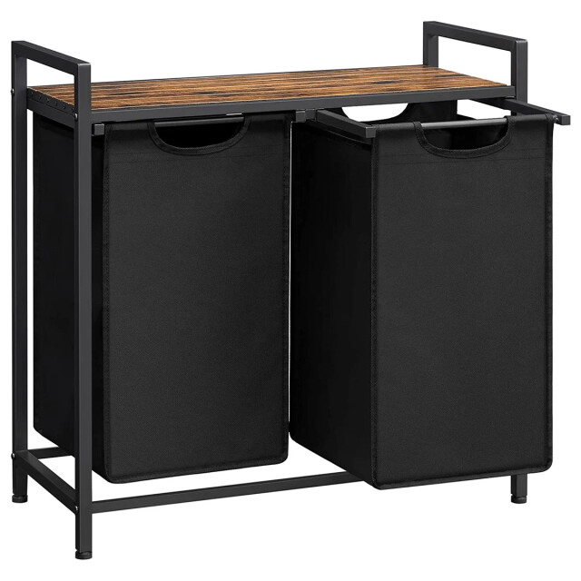 CaliCosy Wasmand met 2 zakken van zwart oxford-stof en metalen frame l73 x h72 cm 2929415 large
