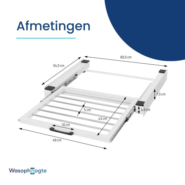 Wasophoogte ® tussenstuk wasmachine & droger met droogrek 3188037 large