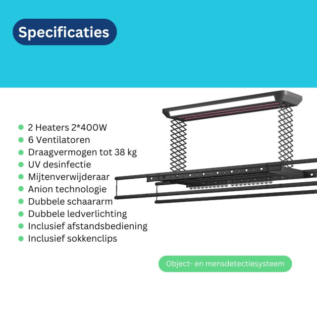 Wasophoogte Plafonddroogrek topdry elite zwart 3188006 large