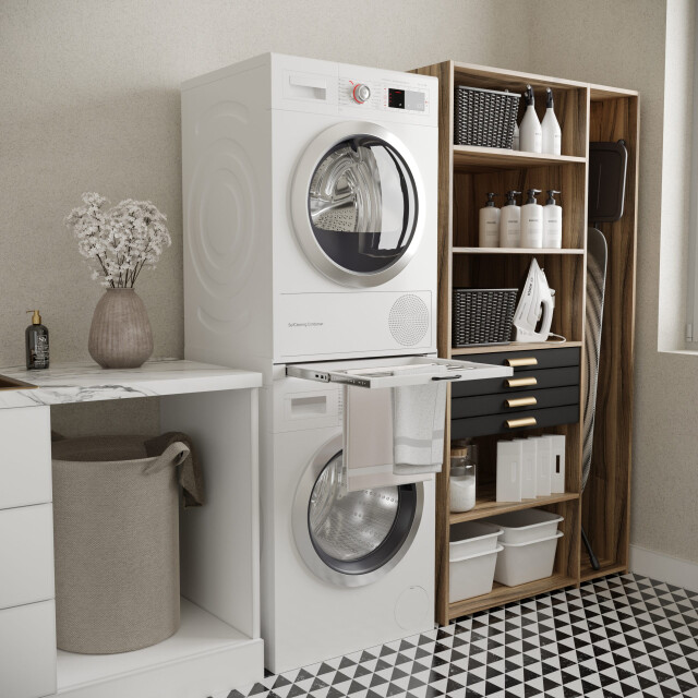 Wasophoogte ® tussenstuk wasmachine & droger met droogrek 3188037 large