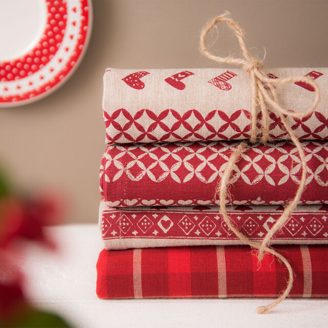 Clayre & Eef Tafelkleed kerst 150x250 cm beige katoen herten en kerst 1355755 large