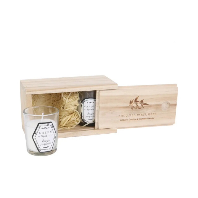 WDMT Houten geschenkverpakking met 2 geurkaarsen 3192525 large