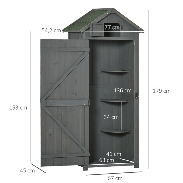 4goodz Outsunny gebeitste tuinkast houten berging 182cm - 3192325 large