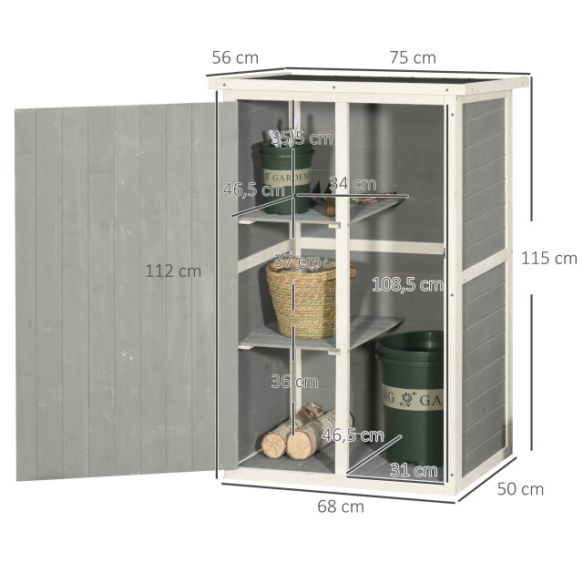 4goodz Outsunny tuinkast houten berging 56x75x115 cm /wit 3192326 large