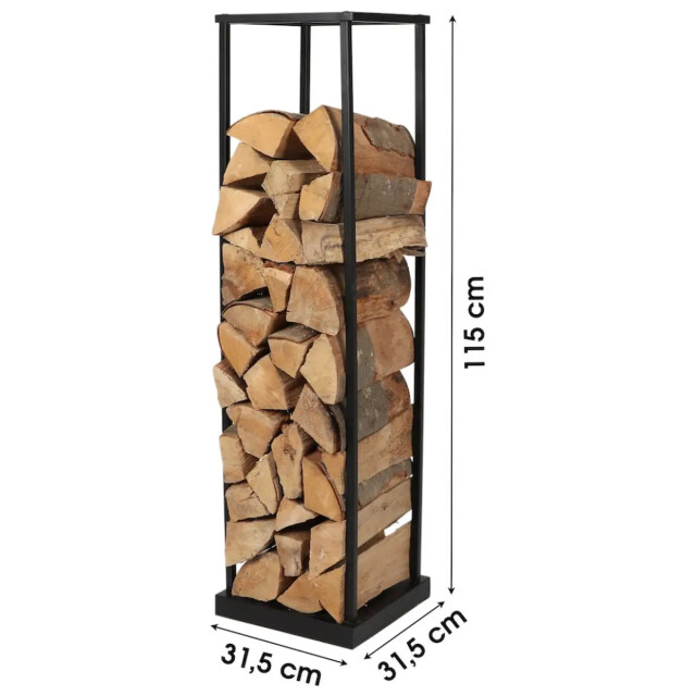 WDMT Metalen brandhoutrek 31,5 x 31,5 x 115 cm mat zwart 3192416 large