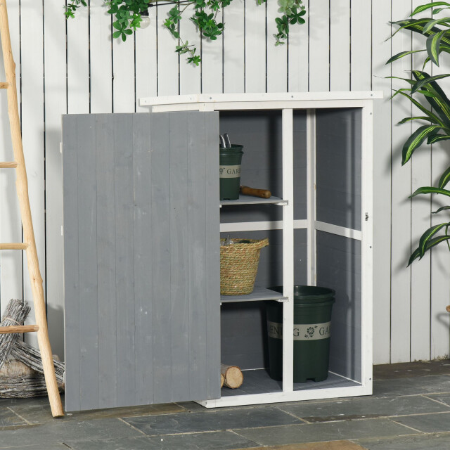 4goodz Outsunny tuinkast houten berging 56x75x115 cm /wit 3192326 large