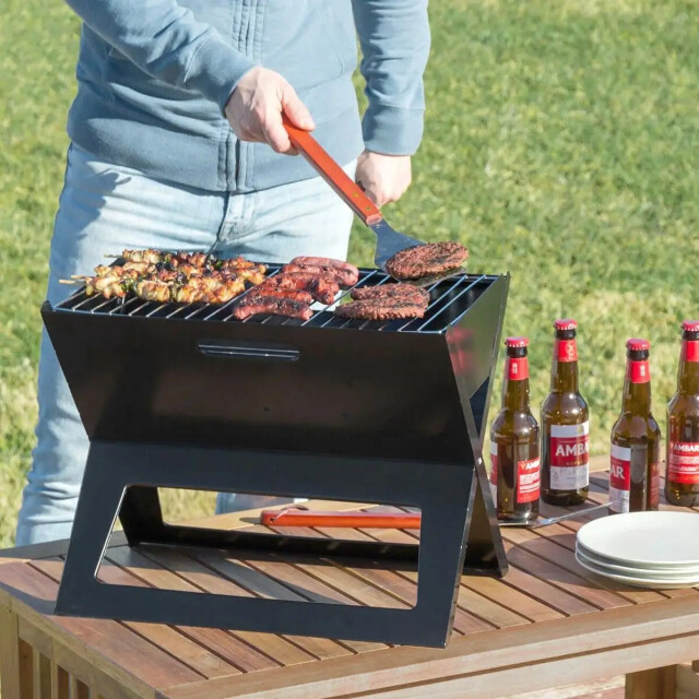 WDMT Opvouwbare barbecue 44,5 x 30,5 x 35 cm compacte mini grill mat zwart 3192488 large
