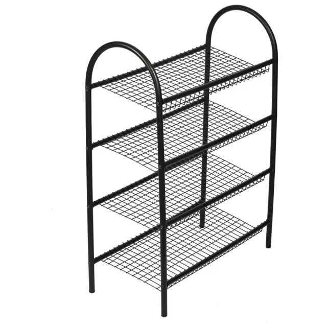 WDMT Metalen schoenenrek 4 laags mat zwart 3192411 large