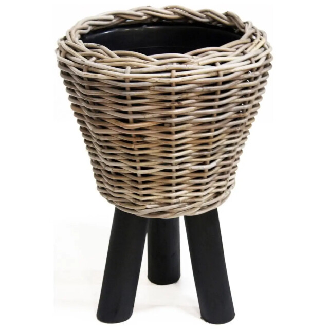WDMT Bloempot op houten poten zwart 3192430 large