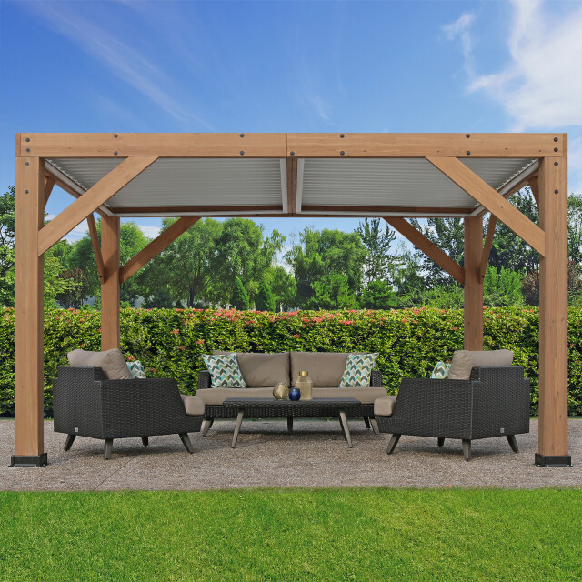 Westmann Cederhouten prieel pergola met lamellendak karl 396x335 cm 3192317 large