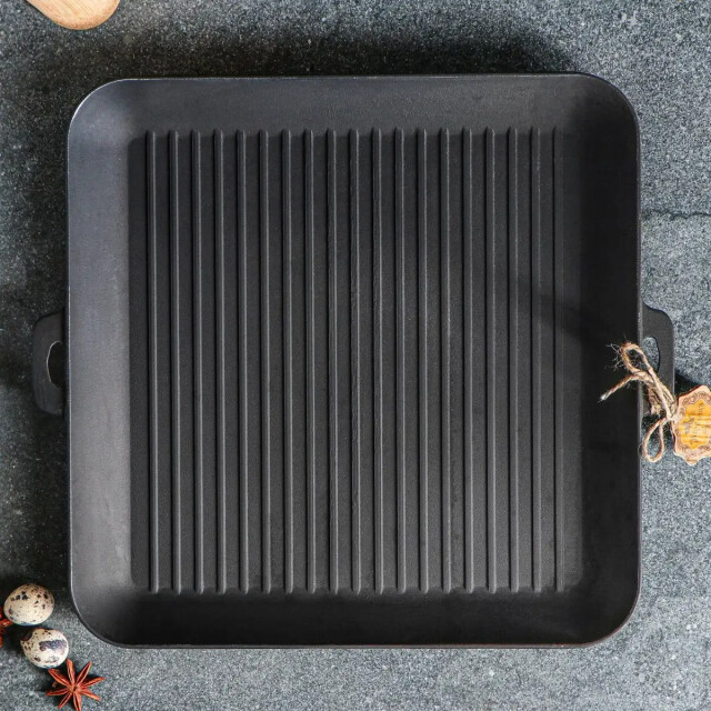 Maysternya Vierkante gietijzeren grillplaat 35 x 35 x 4 cm zwart 3192356 large