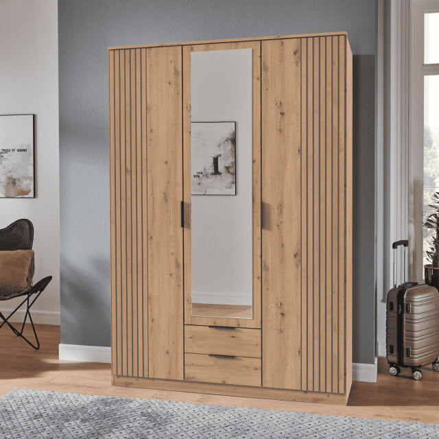 CaliCosy Kast 3 draaideuren met 1 spiegel en 2 laden l135 cm luebeck 3192257 large