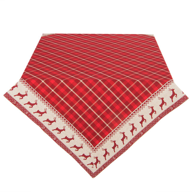 Clayre & Eef Tafelkleed kerst 150x250 cm beige katoen herten en kerst 1355755 large