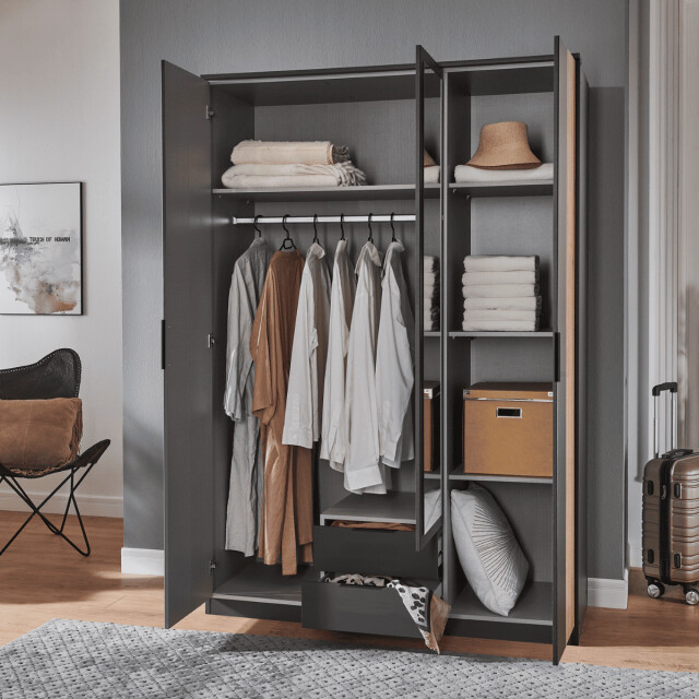 CaliCosy Kast 3 draaideuren met 1 spiegel en 2 laden l135 cm luebeck 3192256 large