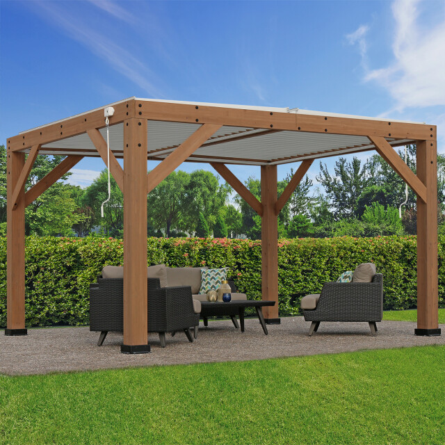 Westmann Cederhouten prieel pergola met lamellendak karl 396x335 cm 3192317 large