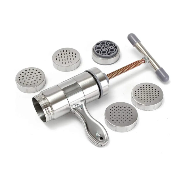 WDMT Handmatige pasta maker met 5 verschillende pasta vormen zilver 3192497 large