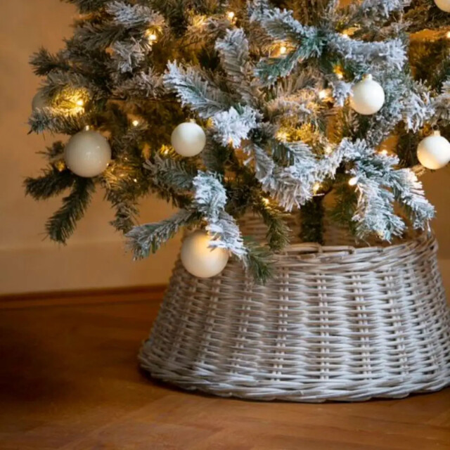 WDMT Rieten kerstboomrok ø 50 x 20 cm grijs 3192400 large