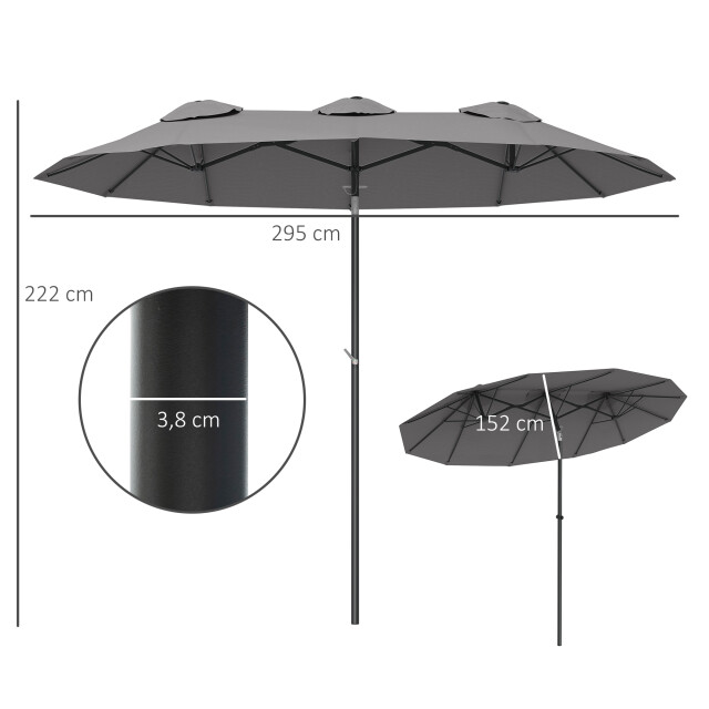 4goodz Outsunny duo-parasol 295x152 cm brede parasol - 3192599 large