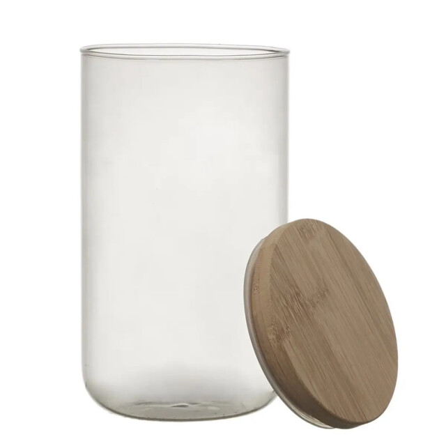 WDMT Glazen voorraadpot met bamboe deksel 1 liter transparant 3192421 large