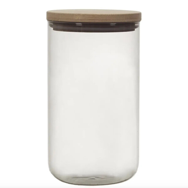 WDMT Glazen voorraadpot met bamboe deksel 1 liter transparant 3192421 large