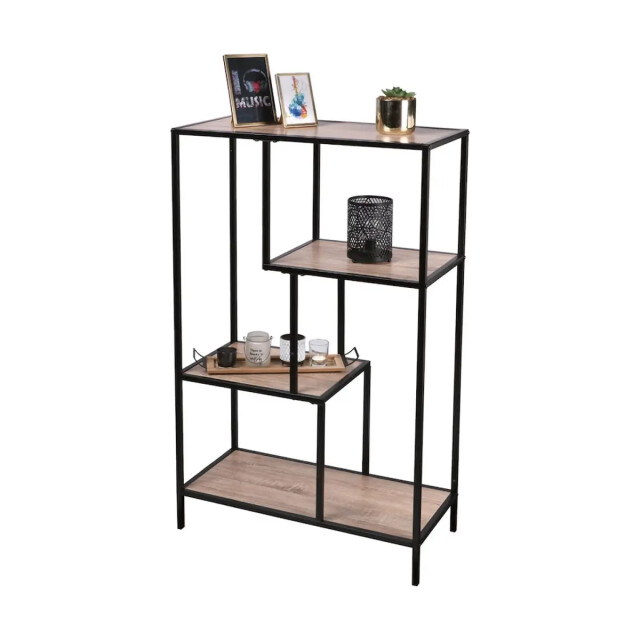 WDMT Smalle bibliotheekkast met 4 houten planken 3192500 large