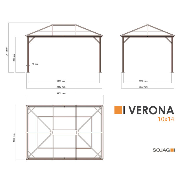 Sojag Aluminium paviljoen verona 1014 met klamboe 298x423x261 cm 3192319 large