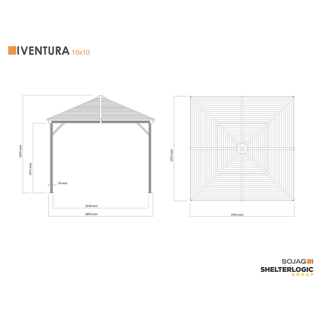 Sojag Aluminium paviljoen ventura 1010 296x296x261 cm 3192320 large
