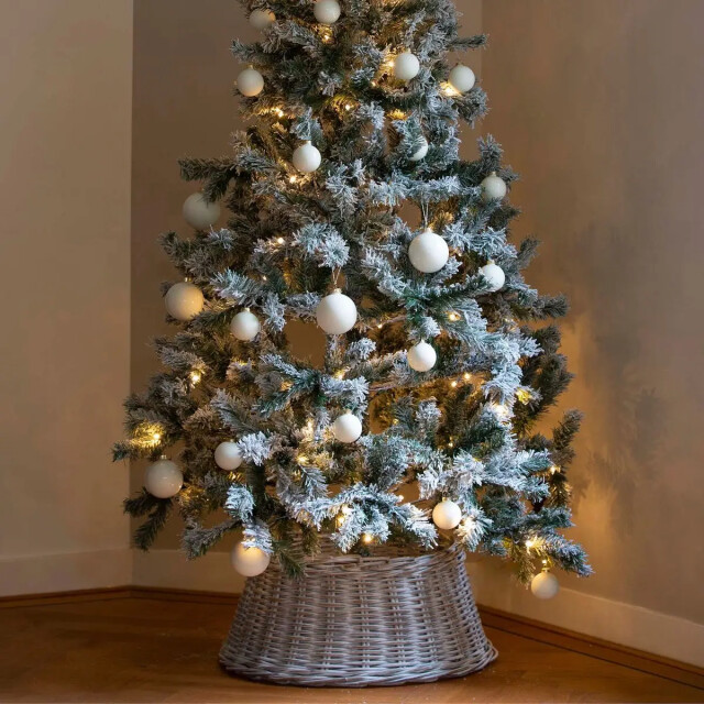 WDMT Rieten kerstboomrok ø 50 x 20 cm grijs 3192400 large