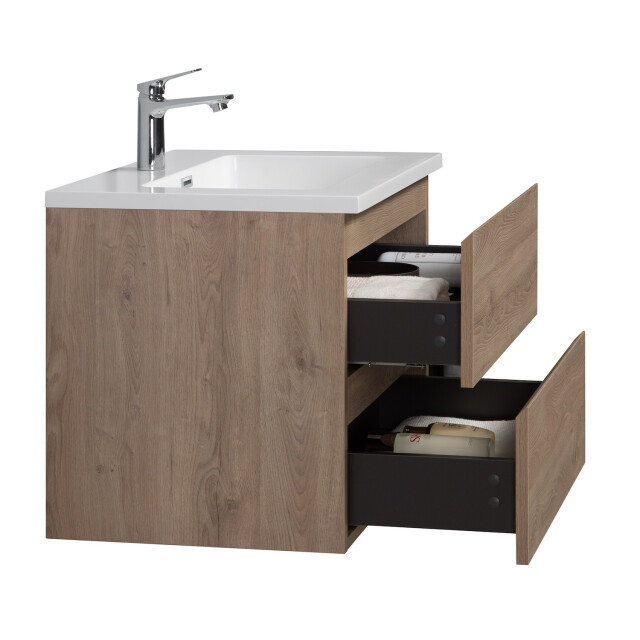 Badplaats Badkamermeubel set angela 60cm kastanje eiken badmeubel met 3193346 large