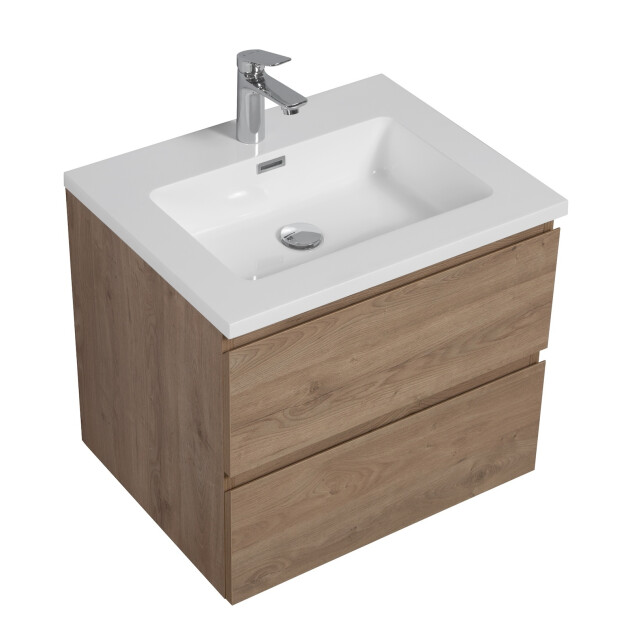 Badplaats Badkamermeubel set angela 60cm kastanje eiken badmeubel met 3193346 large