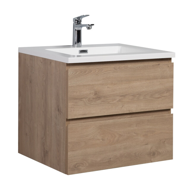 Badplaats Badkamermeubel set angela 60cm kastanje eiken badmeubel met 3193346 large