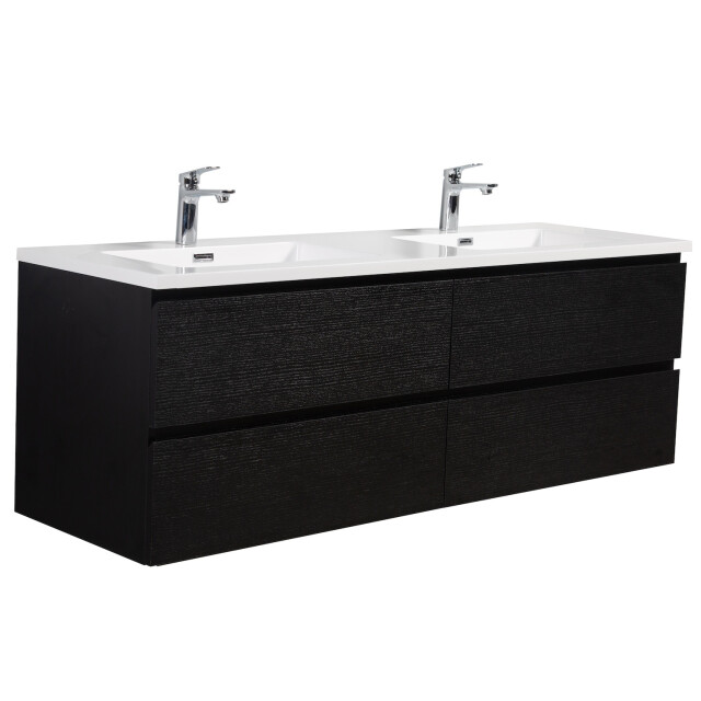 Badplaats Badkamermeubel set angela 140cm zwart houtnerf badmeubel met 3193350 large