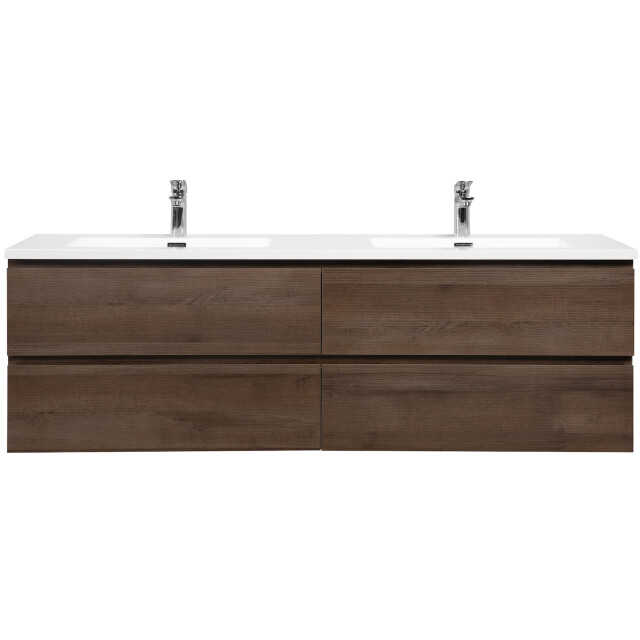 Badplaats Badkamermeubel set angela 160cm bruin badmeubel met wastafel 3193343 large