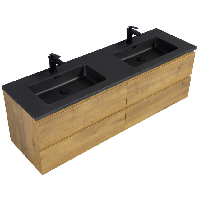 Badplaats Badkamermeubel set angela 160cm - badmeubel met zwarte 3181136 large