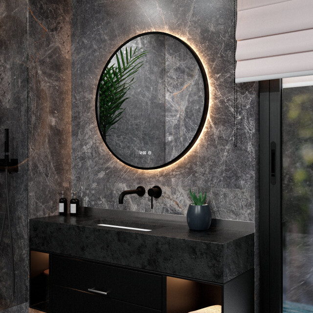 Mirlux Badkamerspiegel 100cm zwart frame 3083736 large