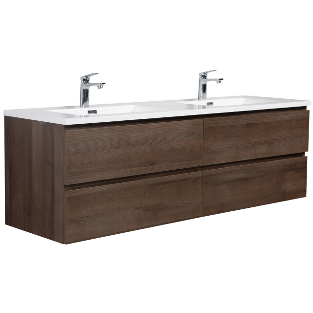 Badplaats Badkamermeubel set angela 160cm bruin eiken badmeubel met wastafel 3193343 large