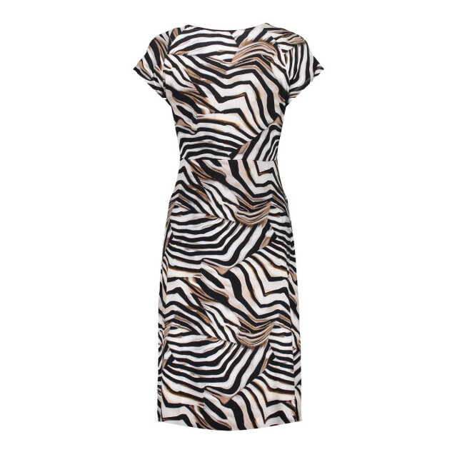 Geisha Dress v-neck short aop ecru dessin 4429.08.0001 large