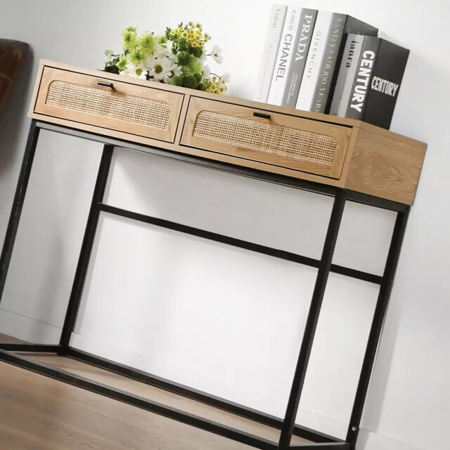 CaliCosy 2 laden console met vlechtwerk l100cm 2929853 large