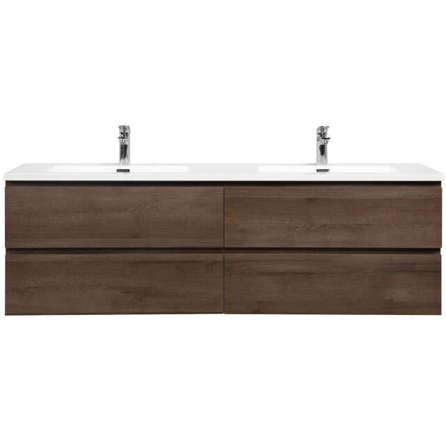 Badplaats Badkamermeubel set angela 160cm bruin eiken badmeubel met wastafel 3193343 large