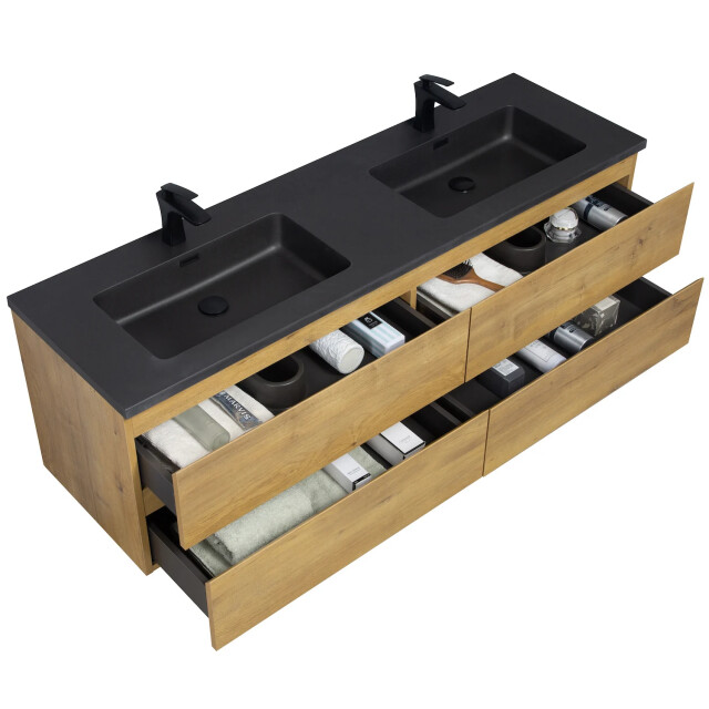 Badplaats Badkamermeubel set angela 160cm - badmeubel met zwarte 3181136 large