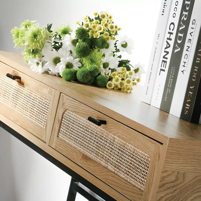CaliCosy 2 laden console met vlechtwerk l100cm 2929853 large