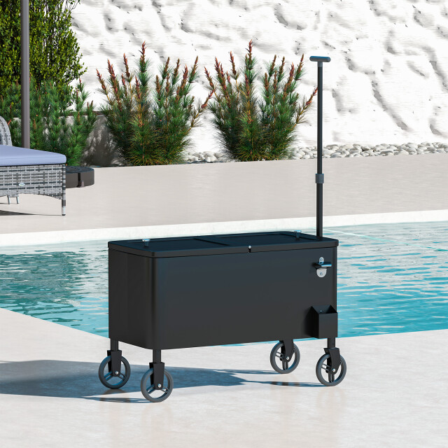 4goodz Outsunny 76l verrijdbare koelbox met wielen, flessenopener, deksel, 3174548 large