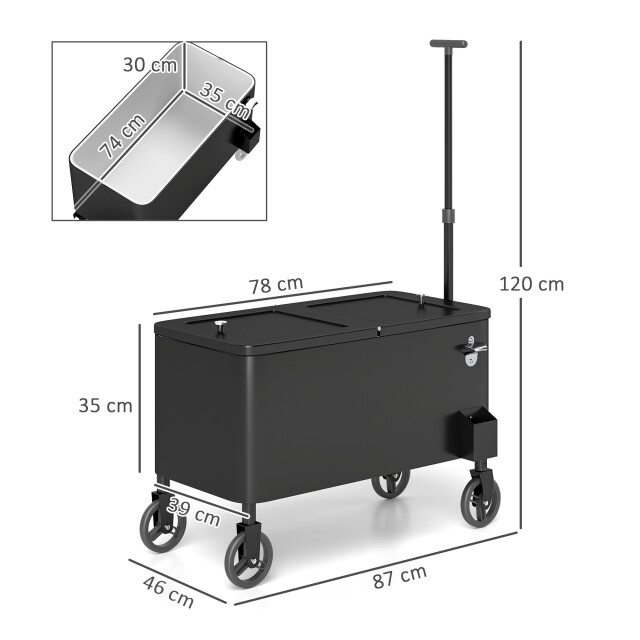 4goodz Outsunny 76l verrijdbare koelbox met wielen, flessenopener, deksel, 3174548 large