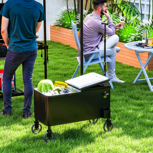 4goodz Outsunny 76l verrijdbare koelbox met wielen, flessenopener, deksel, 3174548 large