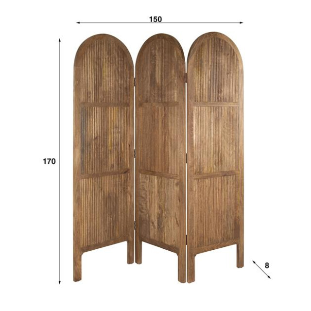Hoyz roomdivider wave 3-delig massief mango zandkleur 3016549 large