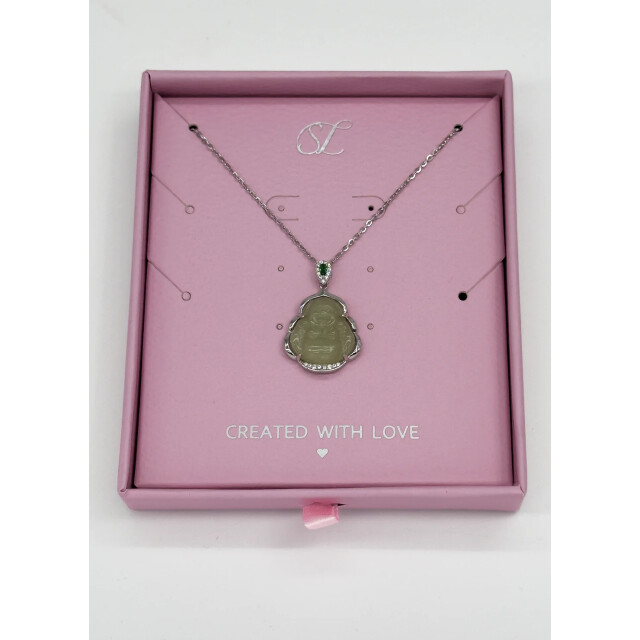 Smashed Lemon 64013 dunne vergulde en ketting met hetian jade boeddha hanger | 64013-020-OS large