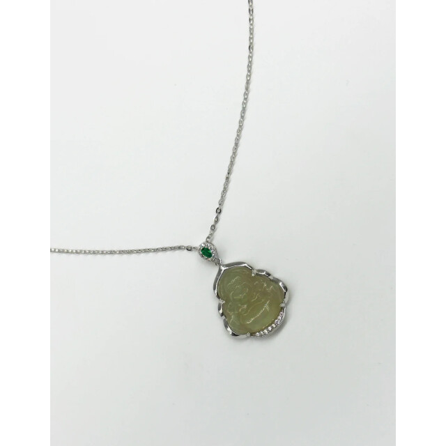 Smashed Lemon 64013 dunne vergulde en ketting met hetian jade boeddha hanger | 64013-020-OS large