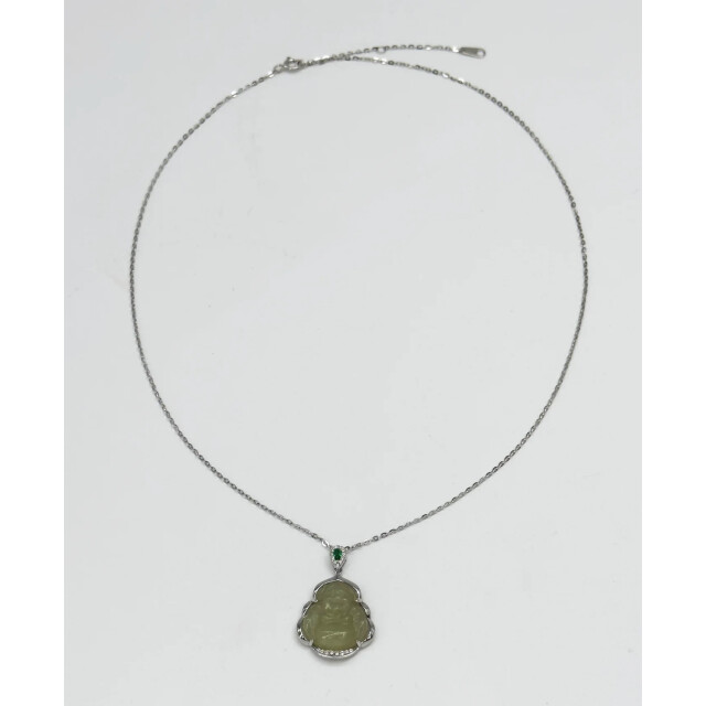 Smashed Lemon 64013 dunne vergulde en ketting met hetian jade boeddha hanger | 64013-020-OS large