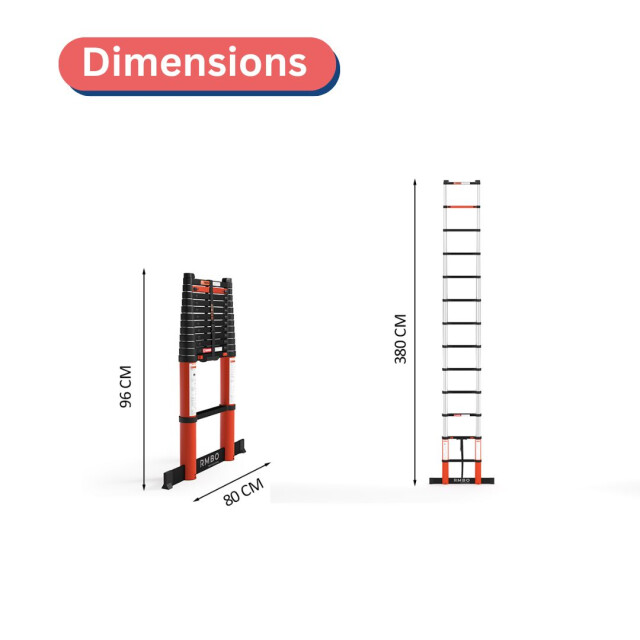 RMBO ® professionele telescopische ladder 3,8m 3188063 large