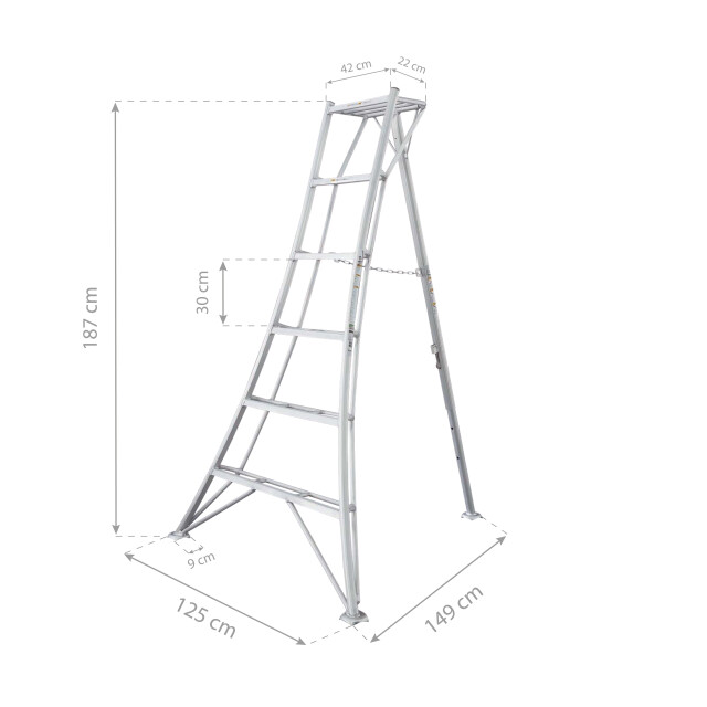 Niwaki Driepoot tuinladder 180 cm snoeiladder tripod ladder plukladder 3169344 large